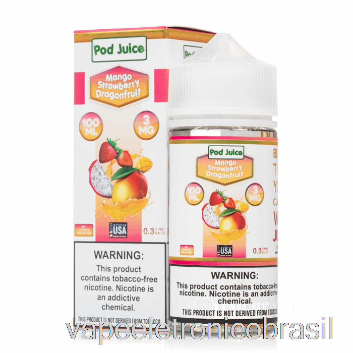 Vape Recarregável Manga Morango Dragonfruit - Suco De Vagem - 100ml 6mg